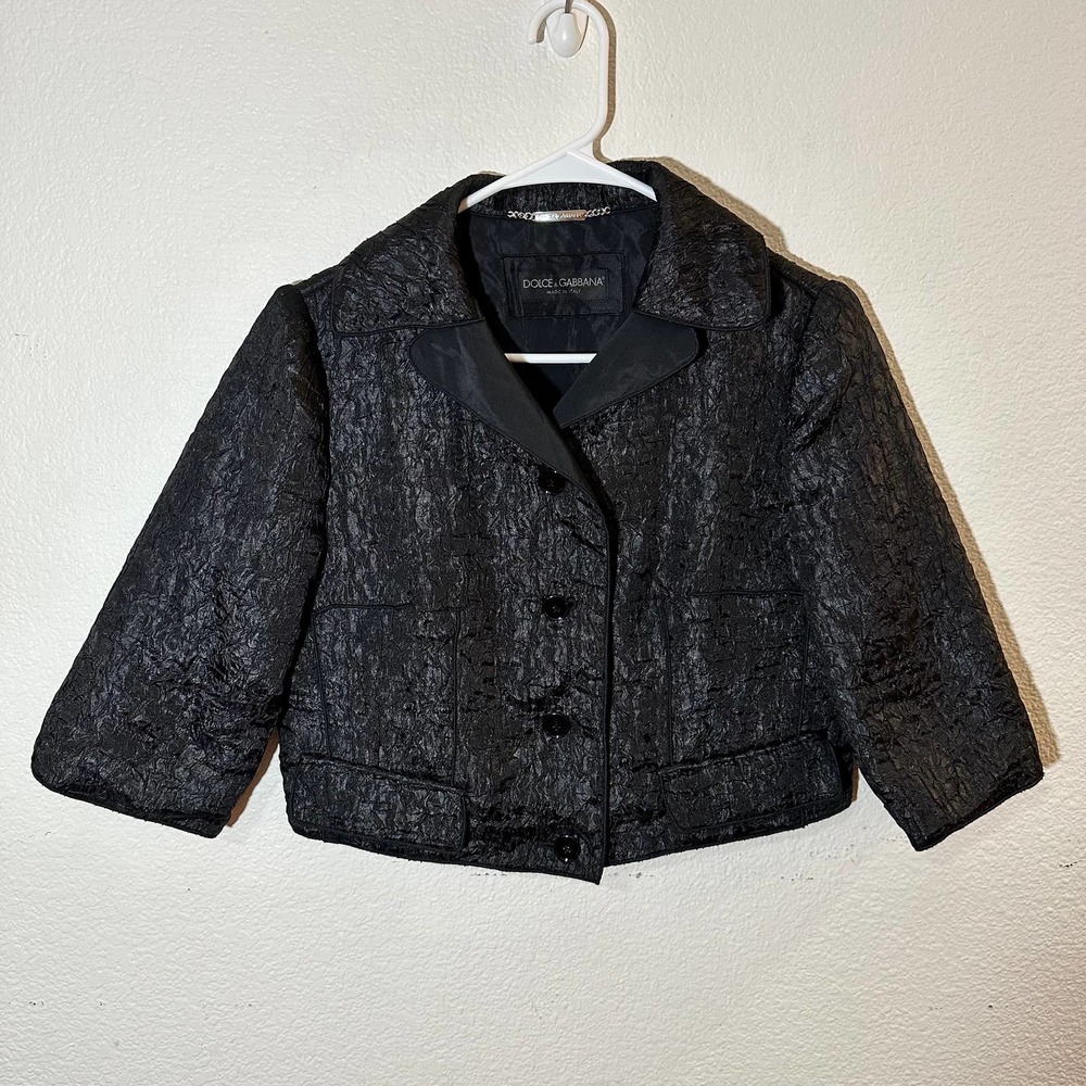 Dolce and Gabbana Silk Blend Cropped Jacket Size 42 Made in Italy